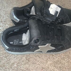 Time and Tru Kids Glitter Black and Silver Sneakers
